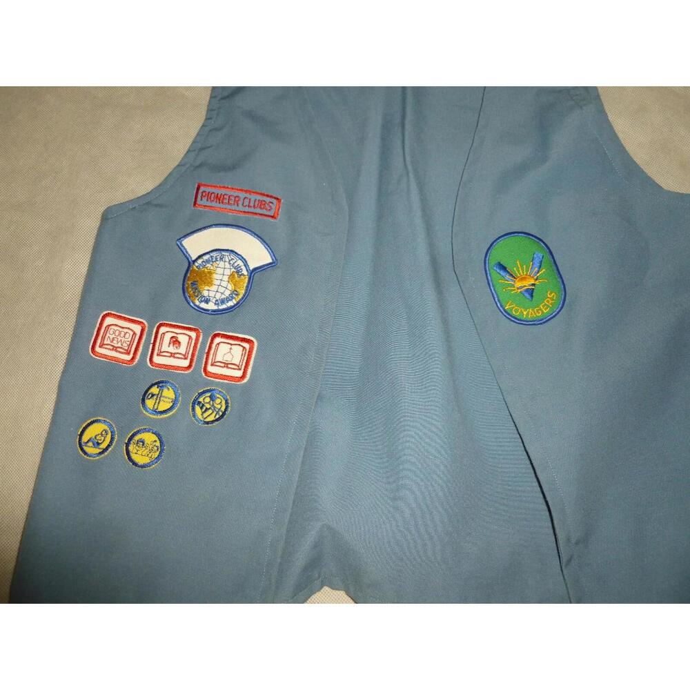 Vintage Pioneer Clubs Vest Patches Voyagers Mission‎ Award Good News L/XL - Picture 4 of 5